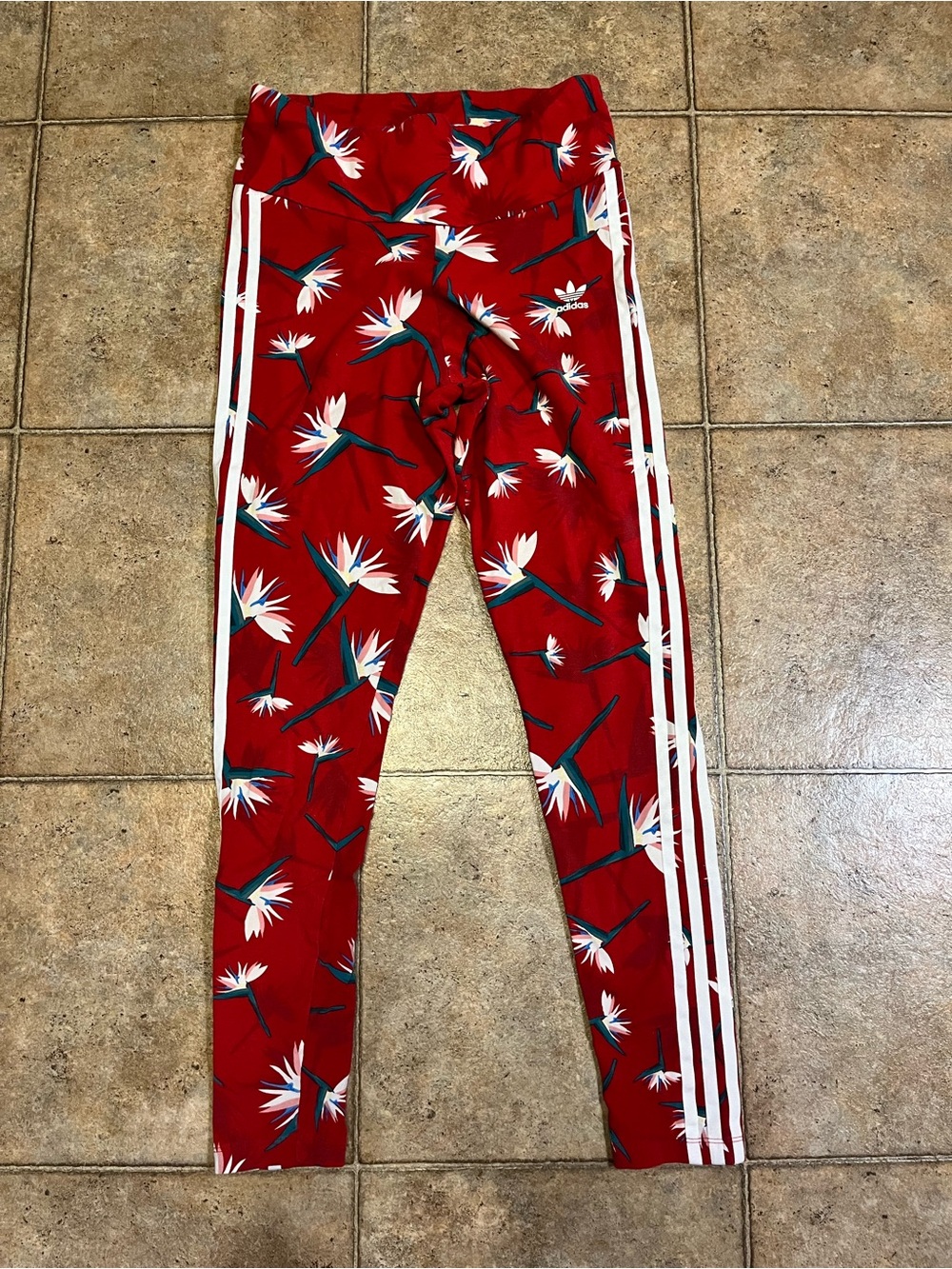 Adidas Thebe Magugu Red Birds of Paradise Leggings